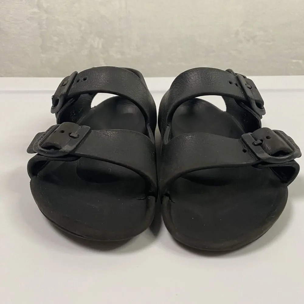 Birkenstock Milano‎ Eva Kids Black Rubber Slingback Sandals Size 28 US 10 - flaw